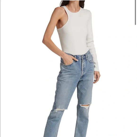 NWT Agolde Bea Asymmetric Cutaway Top Bodysuit in Wired Small - Picture 10 of 14